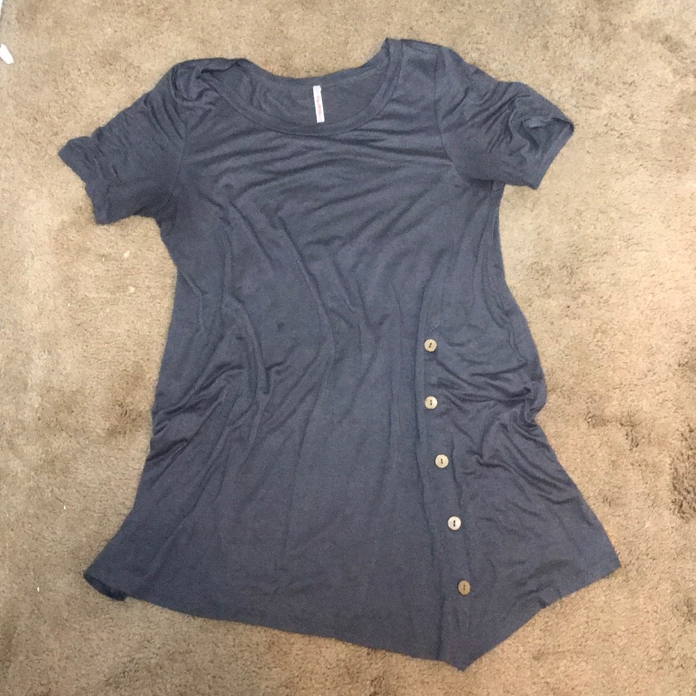 grey boutique tunic with buttons